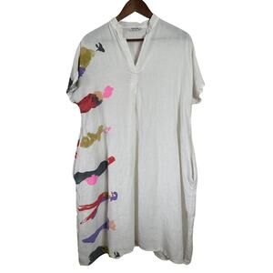 Banana Blue Australia Bright Ladies Linen Dress XS Relaxed Lagenlook